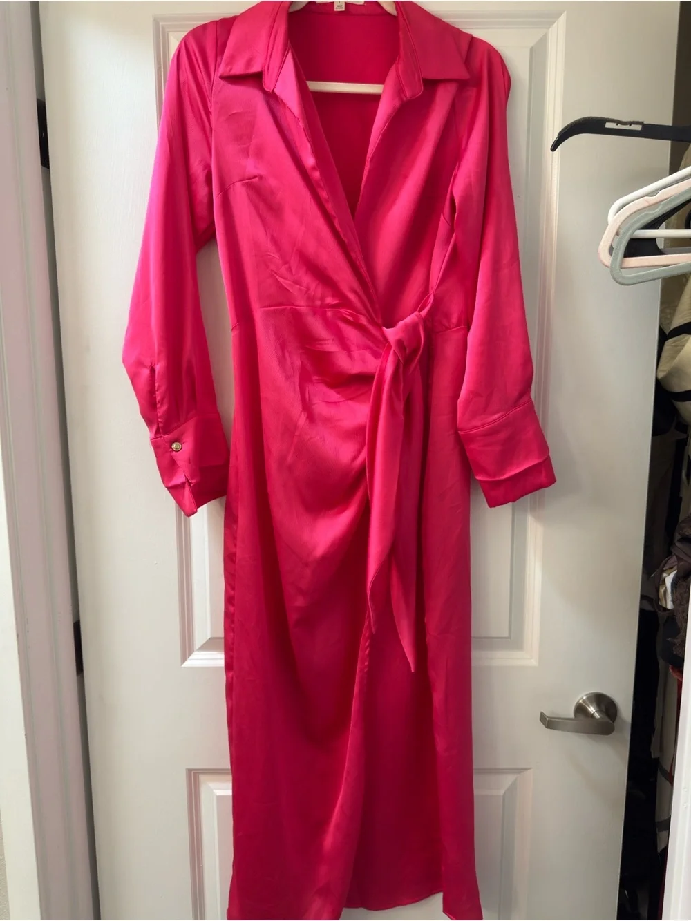 Women’s Fuchsia Wrap Satin Nightdress